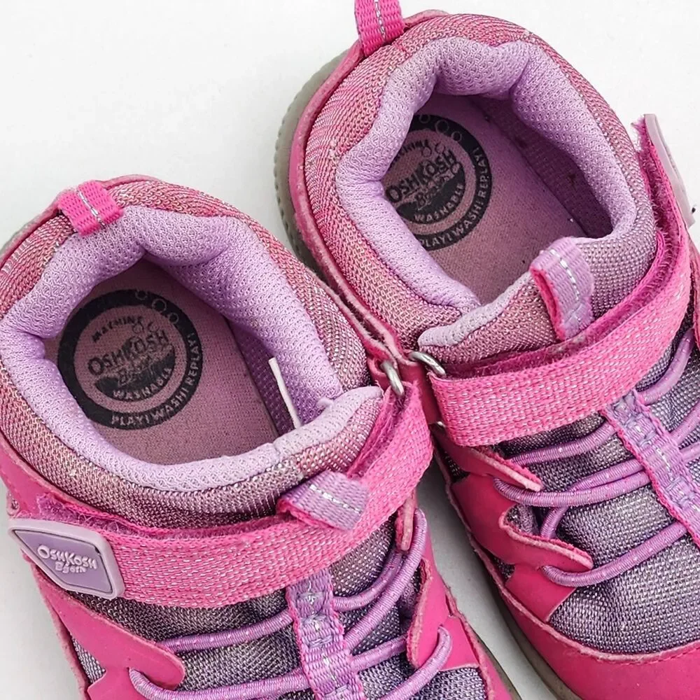 OshKosh B'Gosh Kids Bungee Outdoor Sneakers Shoes Pink Purple Toddler's Size 8